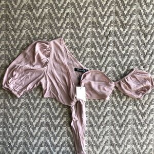Missguided one shoulder tie front crop top size 2